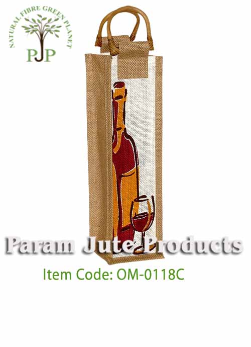 Printed Jute Wine Bags