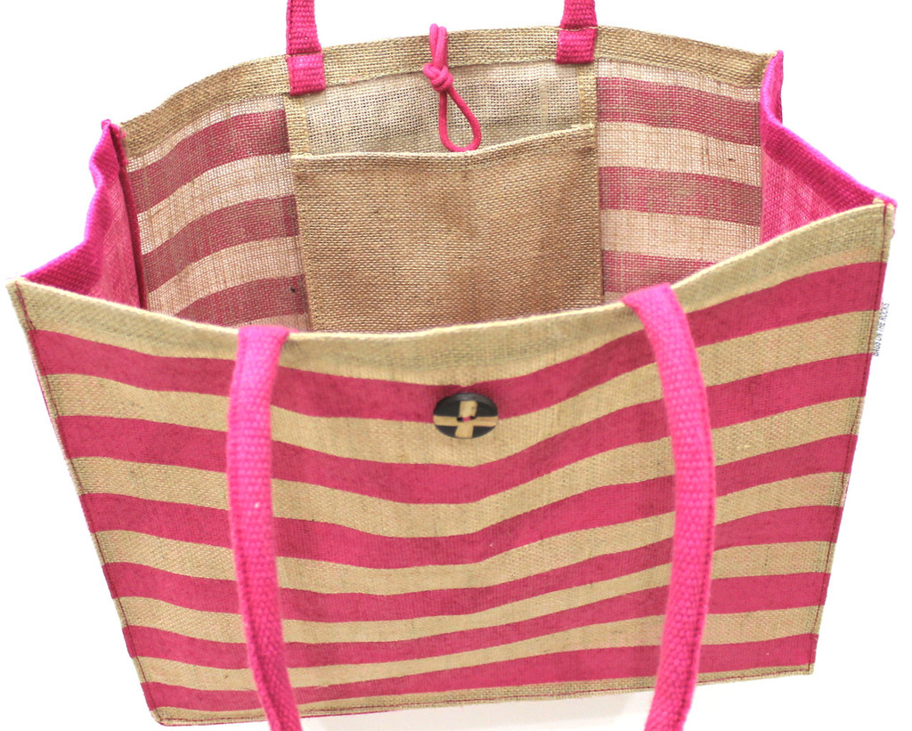 Stripe Print Jute Bags